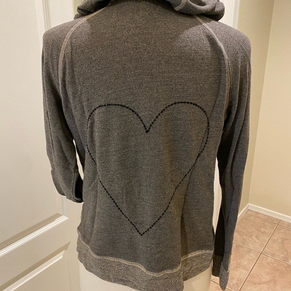 SZ 1 Sunday Grey Heart stitched zip up hoodie - Picture 2 of 3